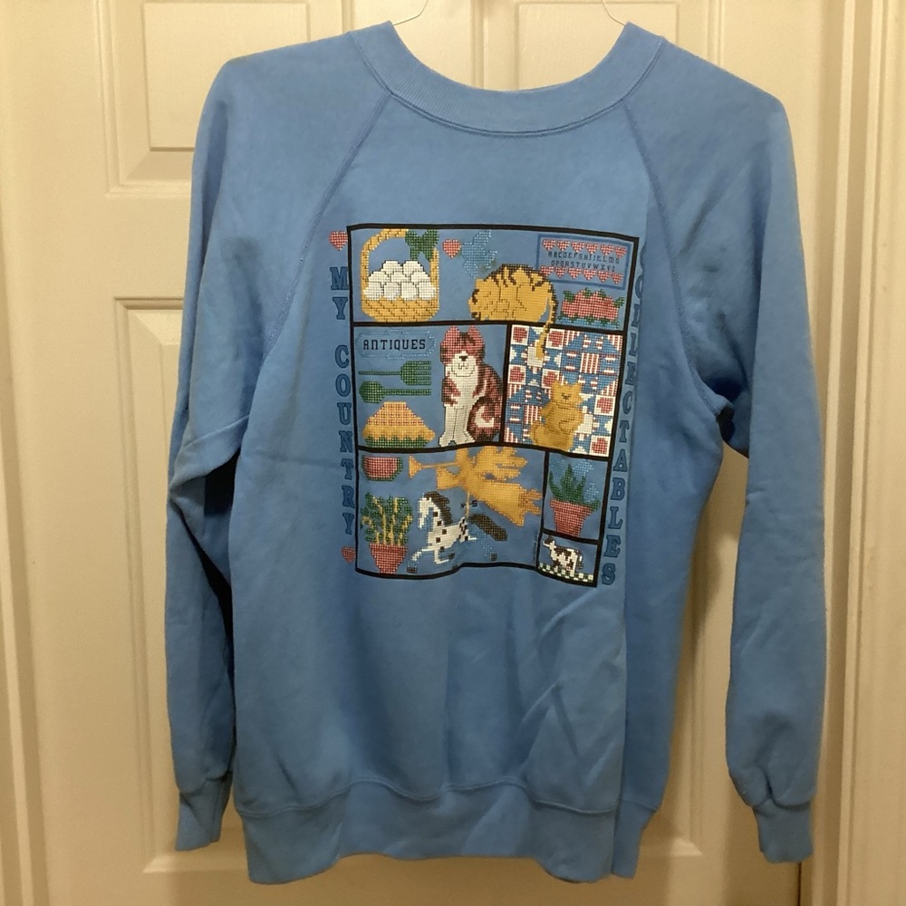 Hanes Activewear blue L My Country Collectibles sweatshirt good pre worn